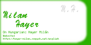 milan hayer business card