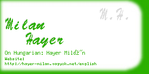 milan hayer business card